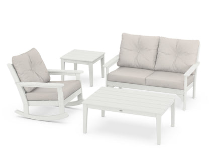 POLYWOOD® Vineyard 4-Piece Deep Seating Rocker Set in Vintage White / Cast Ash