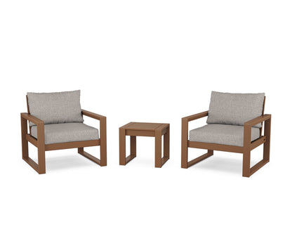POLYWOOD® EDGE Sectional 3-Piece Deep Seating Set in Teak / Weathered Tweed
