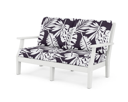 Martha Stewart by POLYWOOD® Chinoiserie Deep Seating Loveseat in White / Leaf Navy