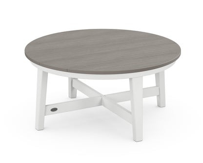 POLYWOOD® Newport 36" Round Coffee Table in White / Driftwood