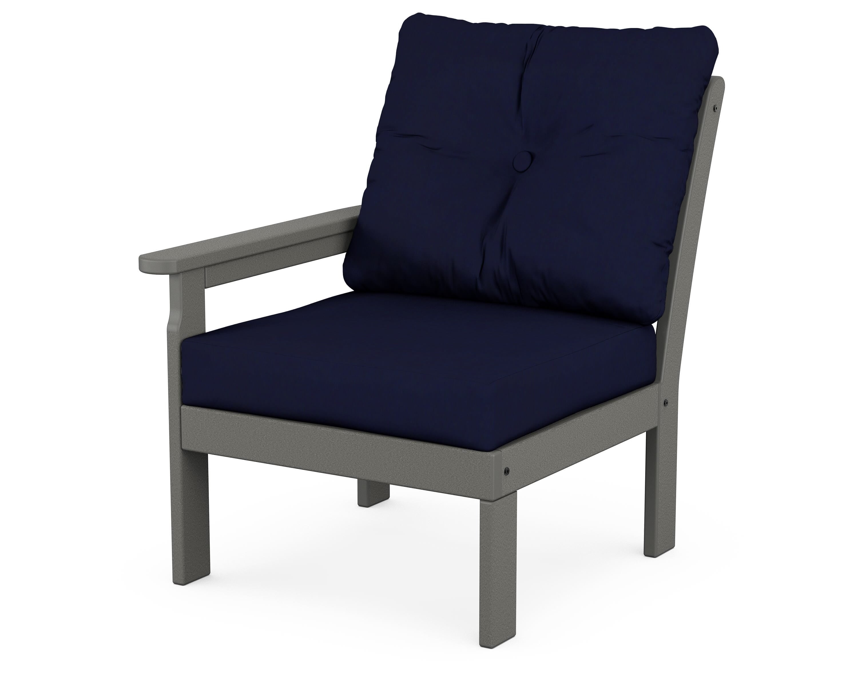 POLYWOOD® Vineyard Modular Left Arm Chair in Slate Grey / Navy