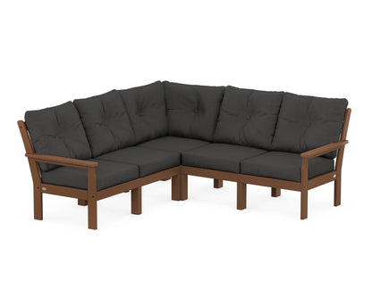 POLYWOOD® Vineyard 5-Piece Sectional in Teak / Spectrum Carbon