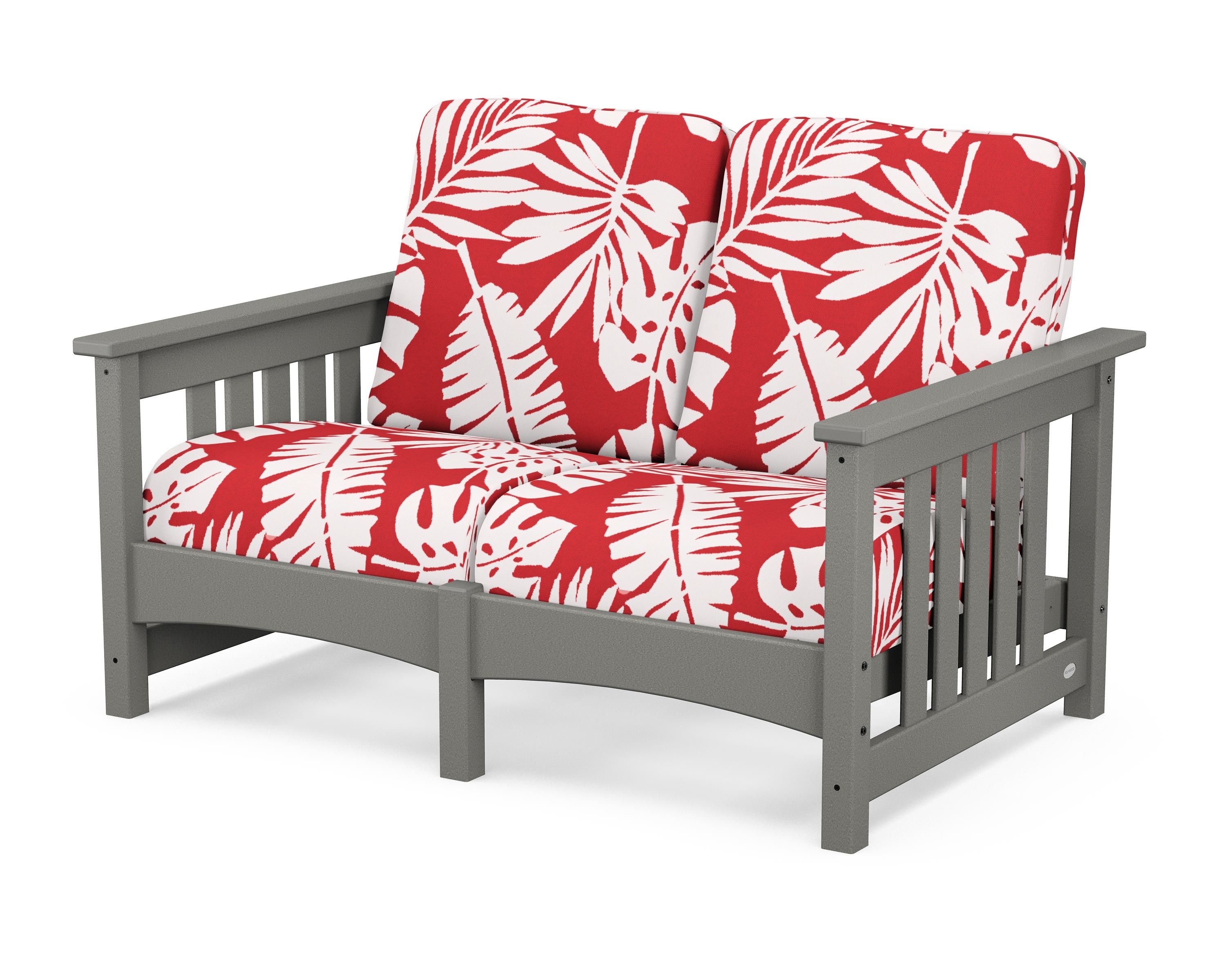 POLYWOOD® Club Mission Loveseat in Slate Grey / Leaf Crimson