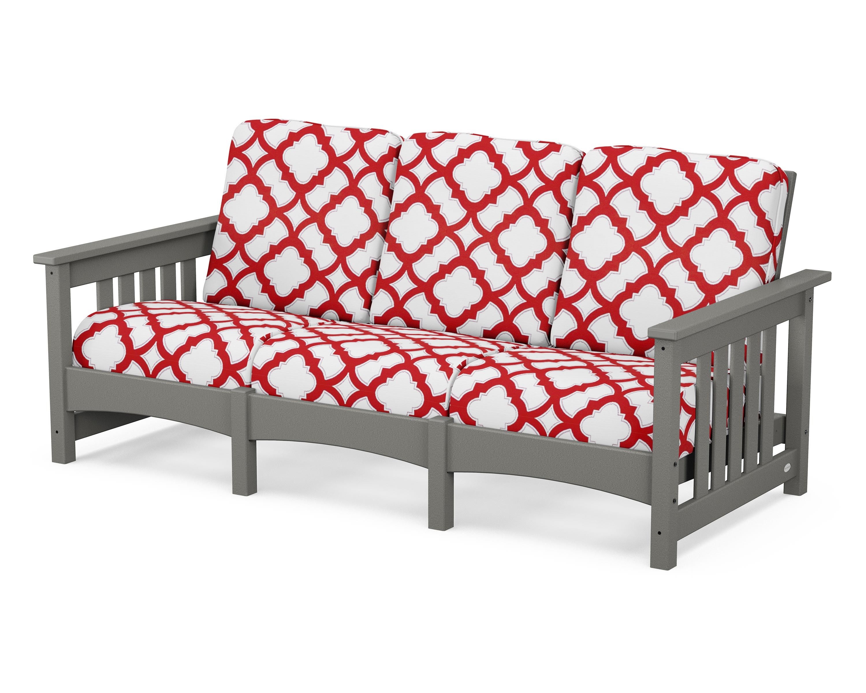 POLYWOOD® Club Mission Sofa in Slate Grey / Trellis Crimson