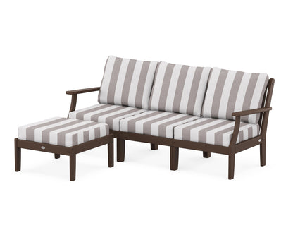 POLYWOOD® Braxton Modular 4-Piece Deep Seating Set with Ottoman in Mahogany / Cabana Stripe Grey Mist