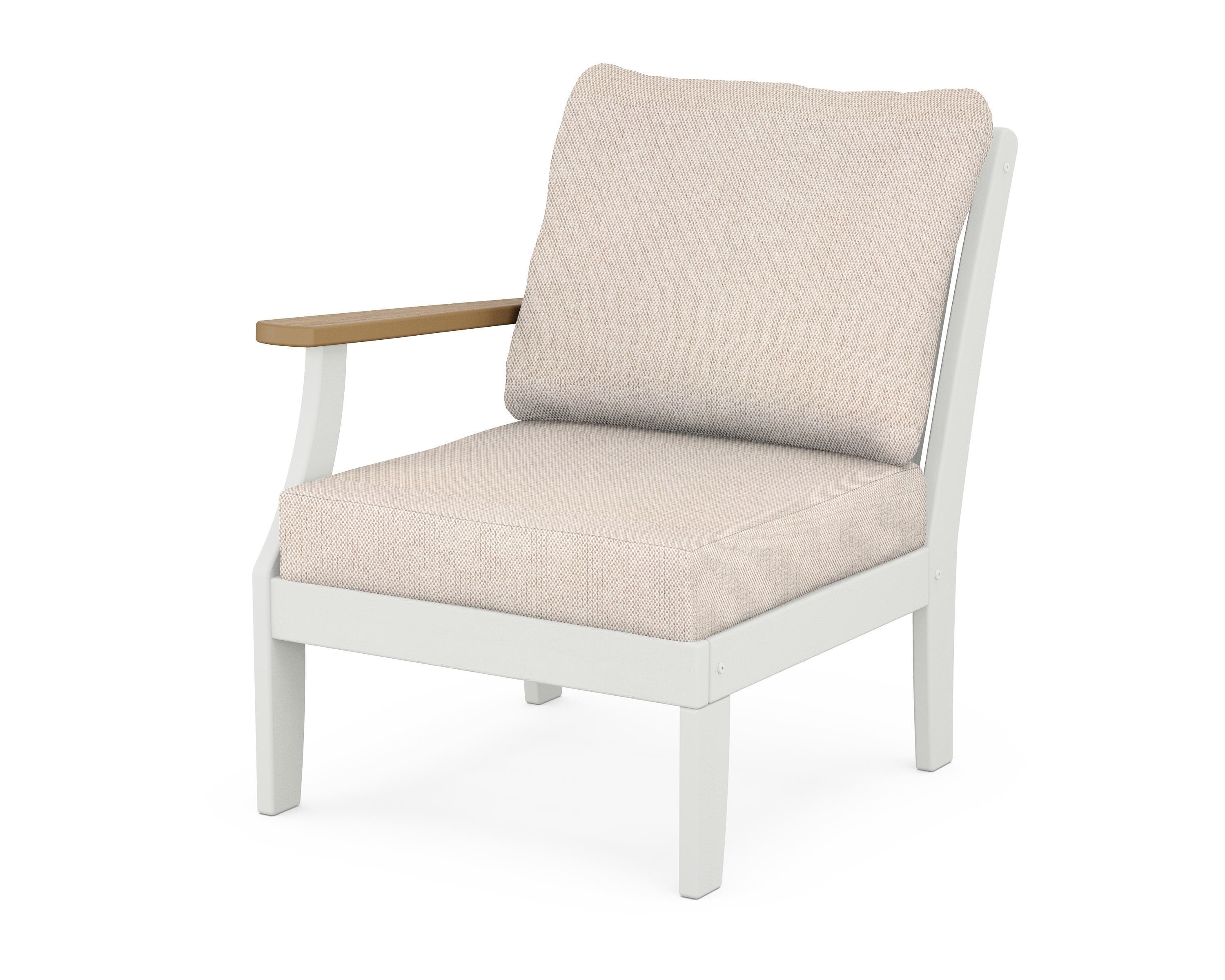 POLYWOOD® Braxton Modular Left Arm Chair in White / Natural / Blend Linen