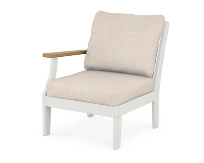 POLYWOOD® Braxton Modular Left Arm Chair in White / Natural / Blend Linen
