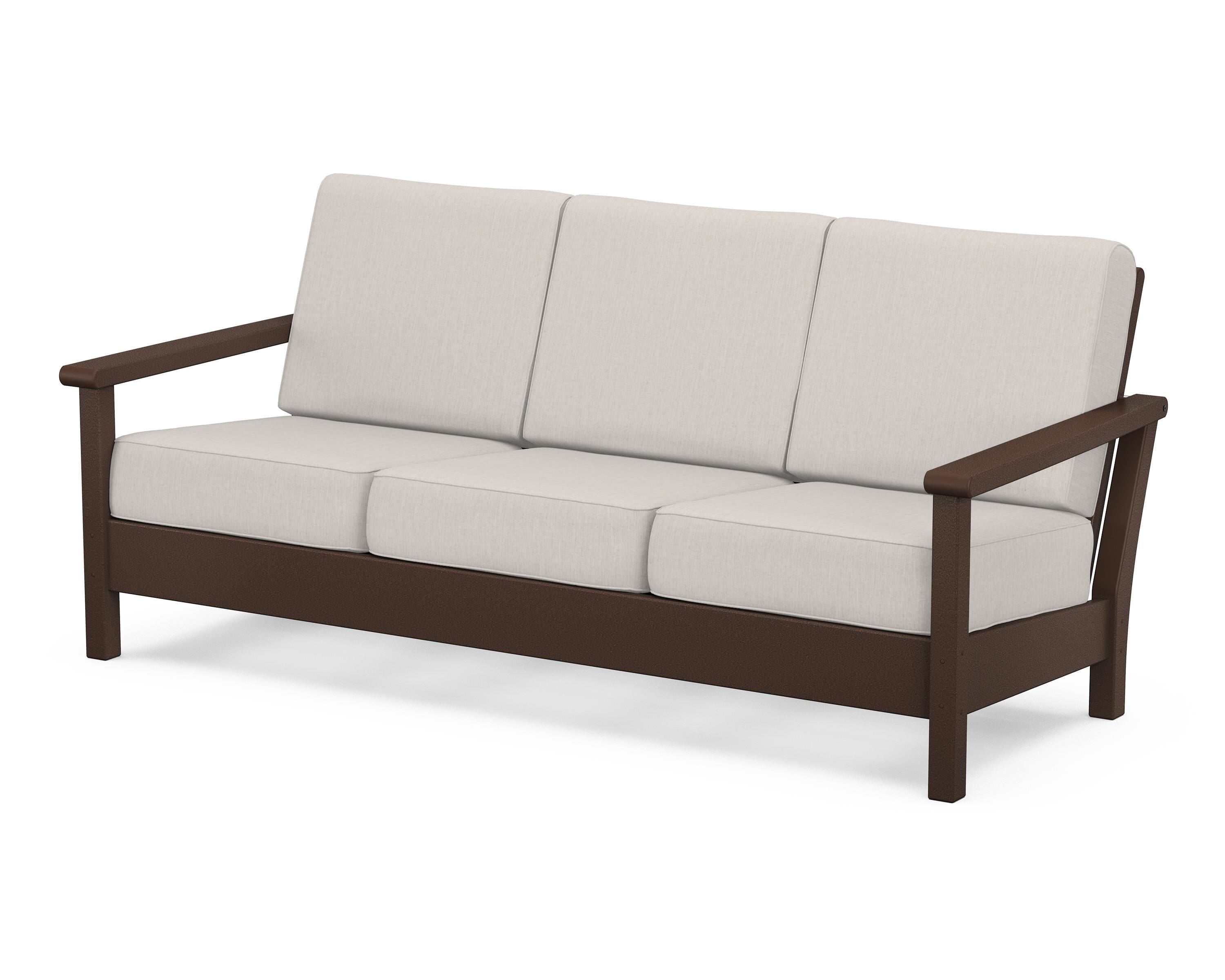 POLYWOOD® Harbour Deep Seating Sofa in Mahogany / Cast Ash