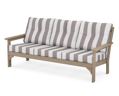 POLYWOOD® Vineyard Deep Seating Sofa in Vintage Sahara / Cabana Stripe Grey Mist