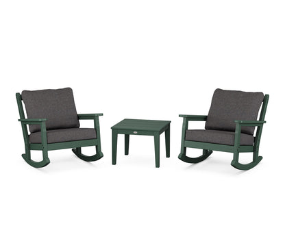 POLYWOOD® Chippendale 3-Piece Deep Seating Rocker Set in Green / Ash Charcoal