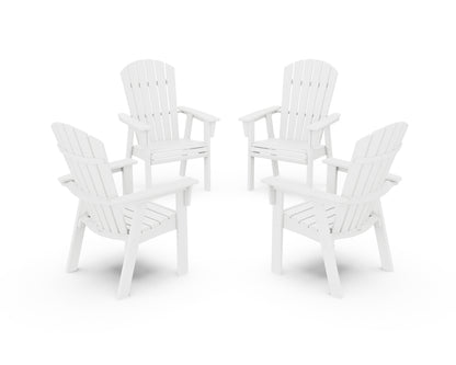 POLYWOOD® Nautical 4-Piece Curveback Upright Adirondack Conversation Set in White