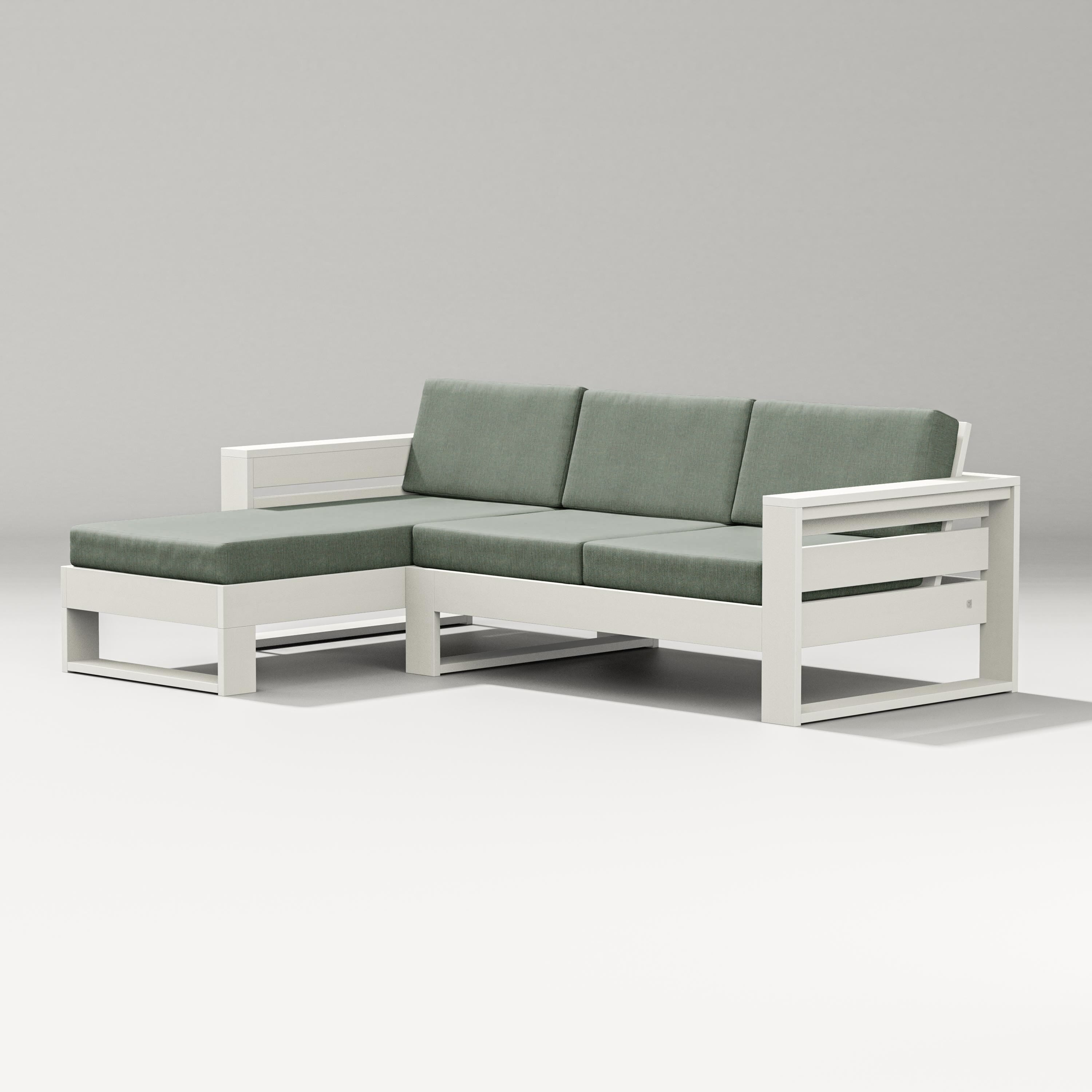 PW Designer Series Latitude Left Chaise Sectional in Vintage White / Cast Sage