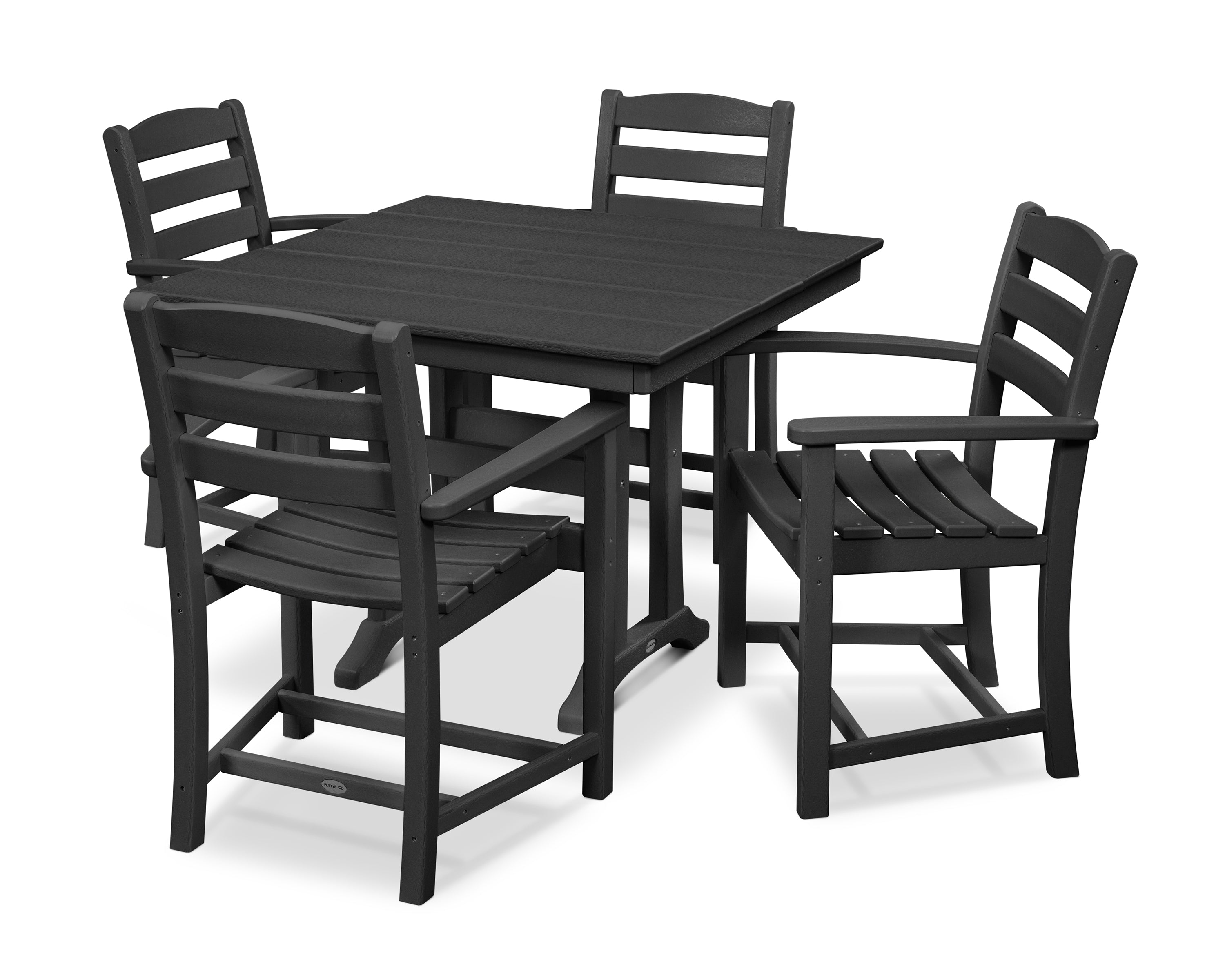 POLYWOOD® La Casa Café 5-Piece Farmhouse Trestle Arm Chair Dining Set in Black