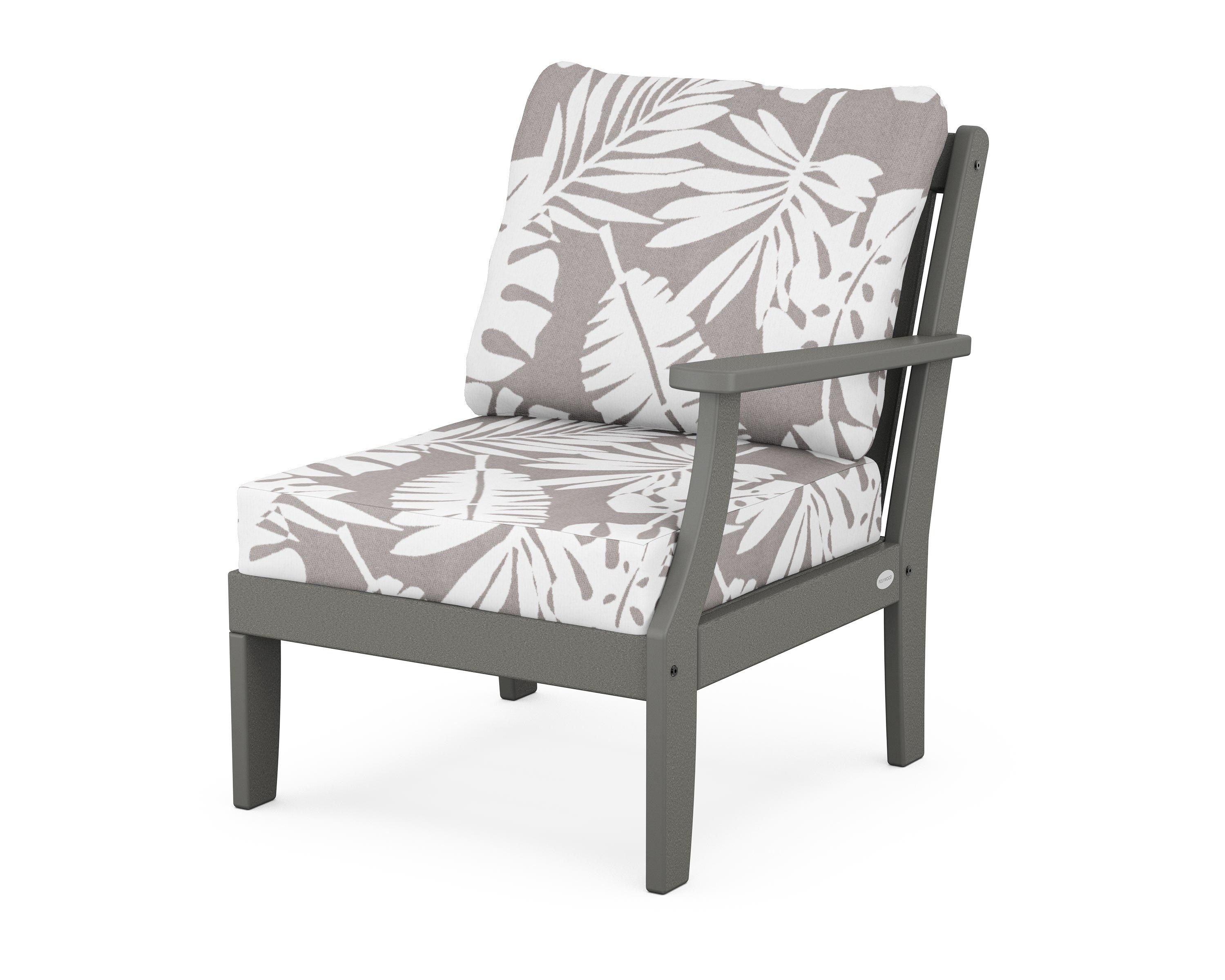 POLYWOOD® Braxton Modular Right Arm Chair in Slate Grey / Leaf Grey Mist