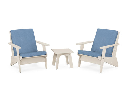POLYWOOD® Riviera Modern Lounge 3-Piece Set in Sand / Sky Blue