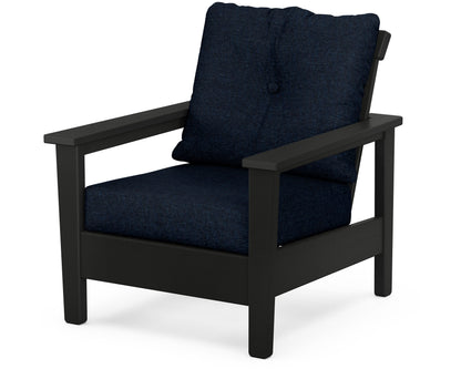 POLYWOOD® Prescott Deep Seating Chair in Black / Marine Indigo