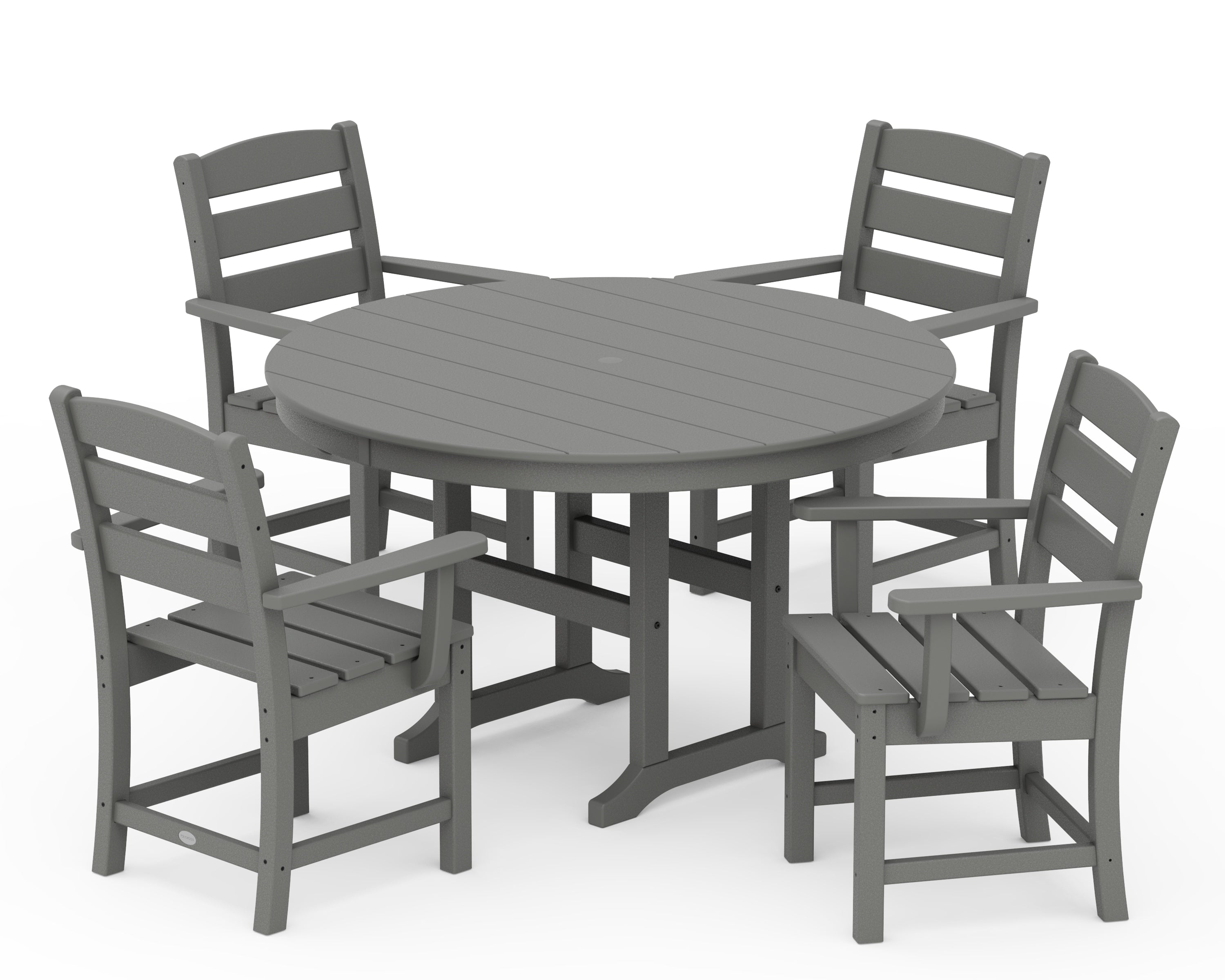POLYWOOD® Lakeside 5-Piece Round Farmhouse Dining Set in Slate Grey