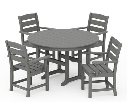 POLYWOOD® Lakeside 5-Piece Round Farmhouse Dining Set in Slate Grey