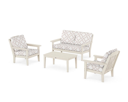 Country Living Cottage 4-Piece Deep Seating Set with Loveseat in Sand / Trellis Dune Burlap