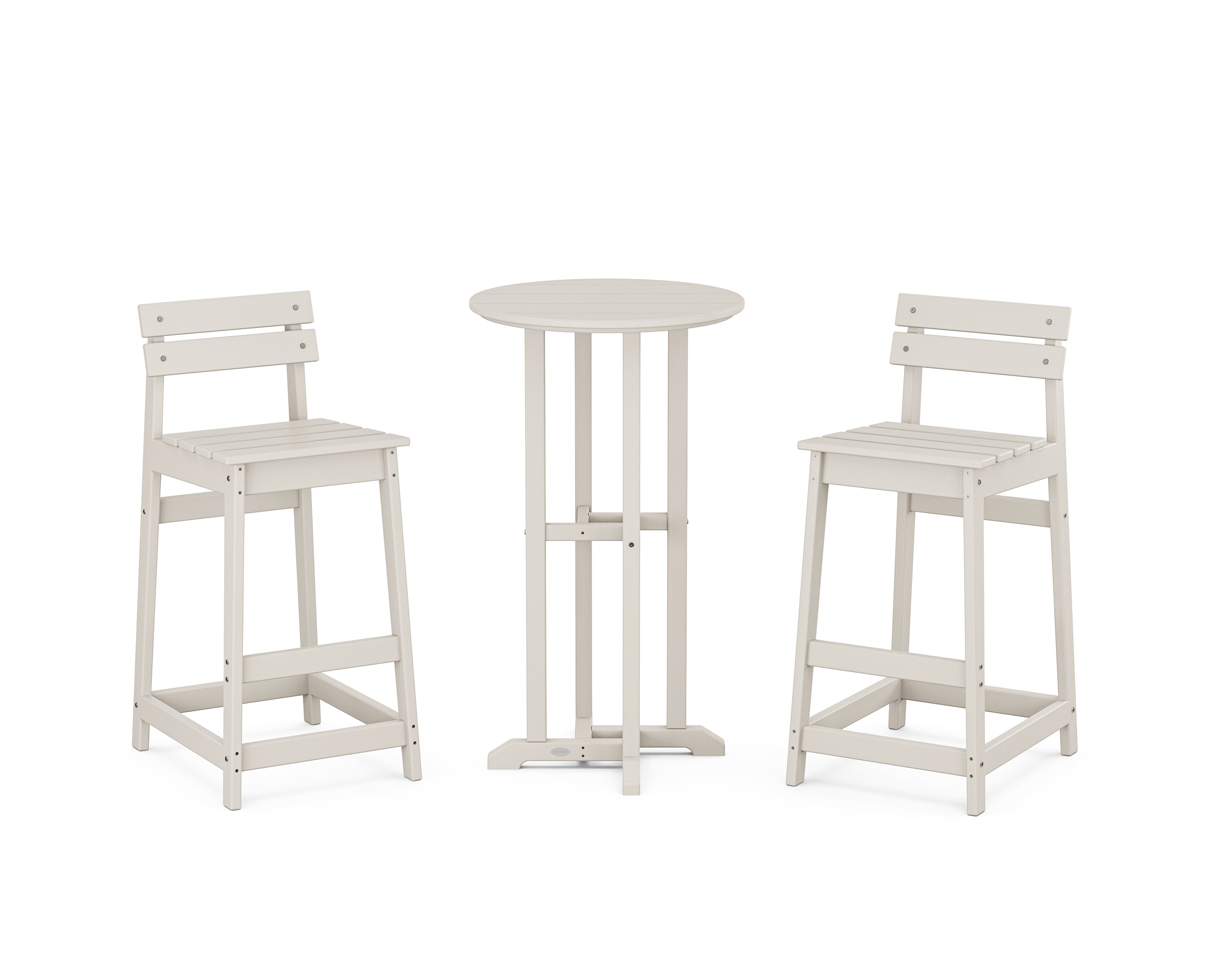POLYWOOD® Modern Studio Plaza Lowback Bar Chair 3-Piece Bistro Set in Sand