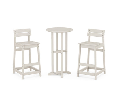 POLYWOOD® Modern Studio Plaza Lowback Bar Chair 3-Piece Bistro Set in Sand