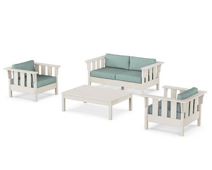 Martha Stewart by POLYWOOD® Acadia 4-Piece Deep Seating Set with Loveseat in Sand / Glacier Spa