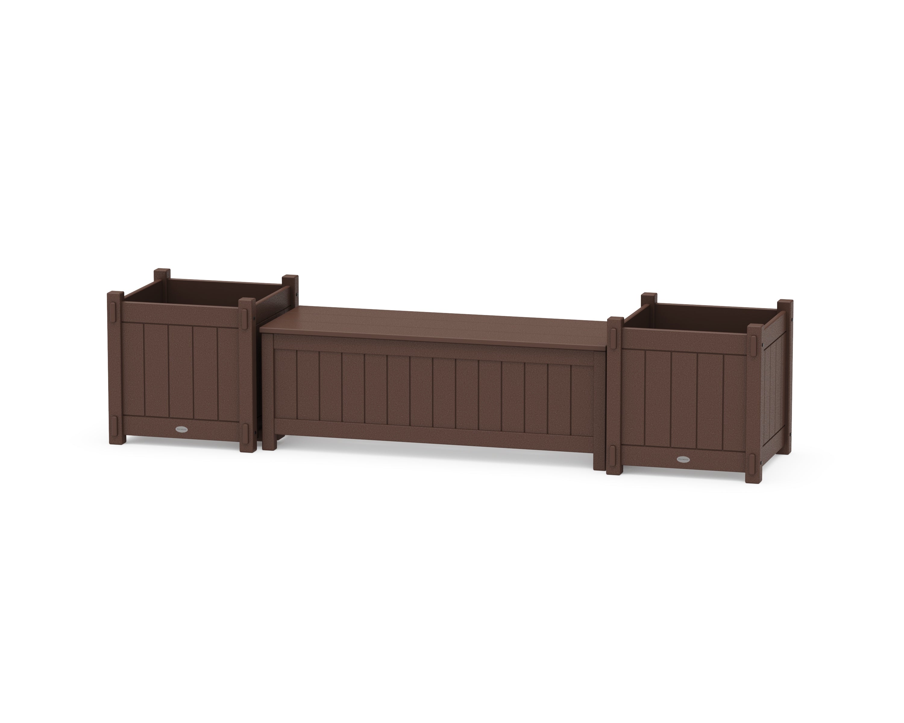 POLYWOOD® 48" Vineyard Straight Planter Storage Bench Set- Large in Mahogany