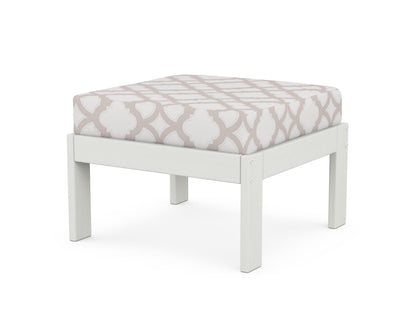 POLYWOOD® Vineyard Modular Ottoman in Vintage White / Trellis Dune Burlap