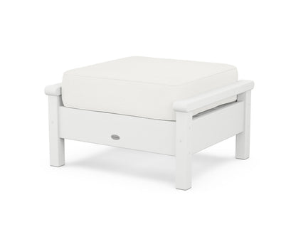 POLYWOOD® Harbour Deep Seating Ottoman in White / Natural Linen