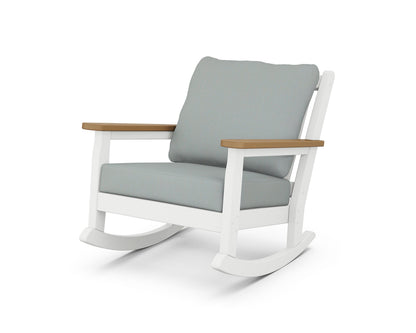 POLYWOOD® Chippendale Deep Seating Rocking Chair in White / Natural / Spa