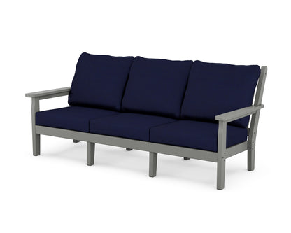POLYWOOD® Chippendale Deep Seating Sofa in Slate Grey / Navy