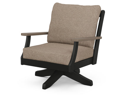 POLYWOOD® Braxton Deep Seating Swivel Chair in Black / Kona / Spiced Burlap