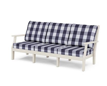 Country Living Wovendale Deep Seating Sofa in Sand / Buffalo Plaid Navy