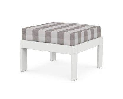 POLYWOOD® Vineyard Modular Ottoman in White / Buffalo Plaid Grey Mist