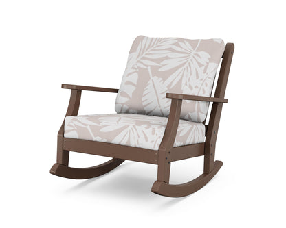 Country Living Wovendale Deep Seating Rocking Chair in Mahogany / Leaf Dune Burlap