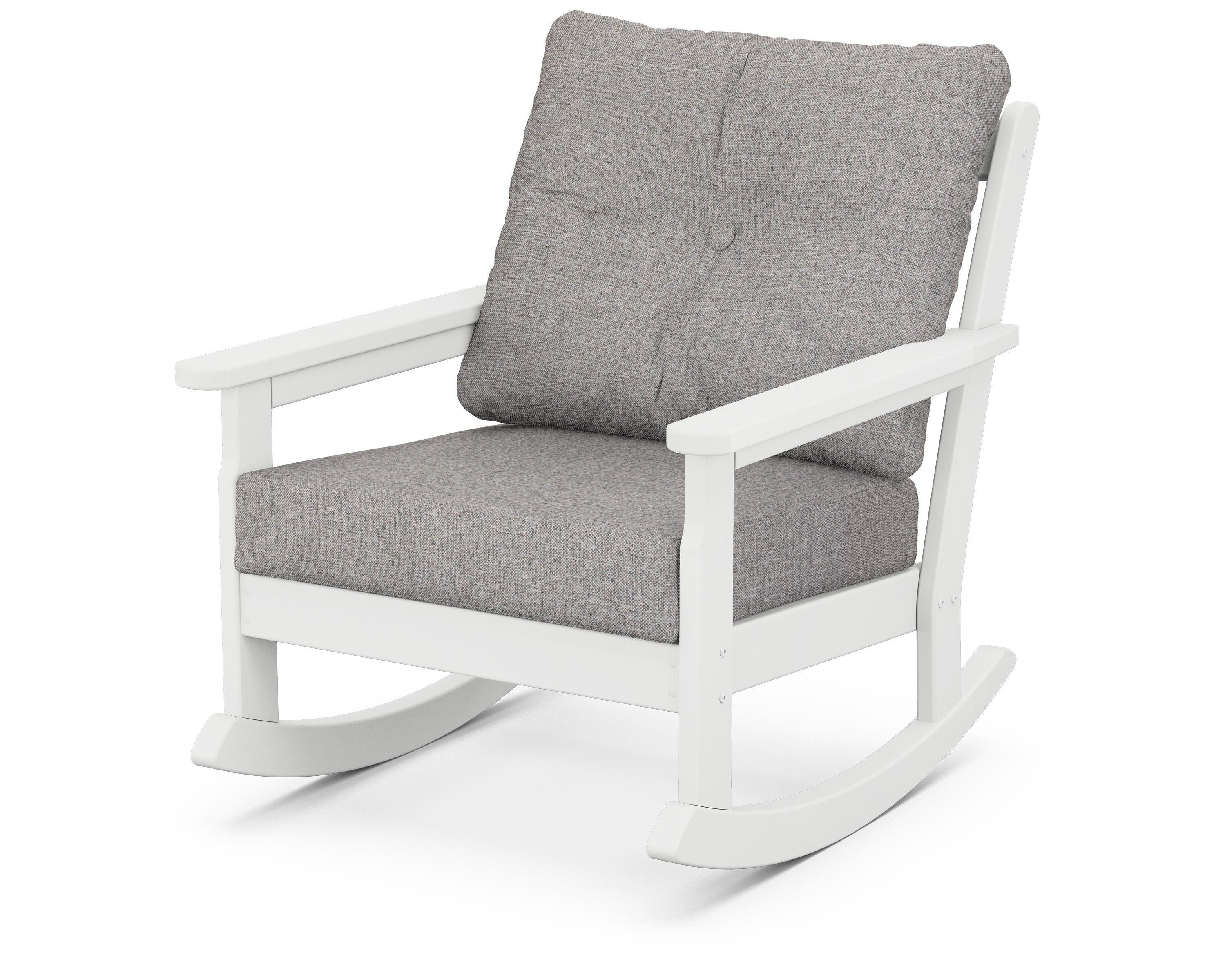 POLYWOOD® Vineyard Deep Seating Rocking Chair in White / Grey Mist