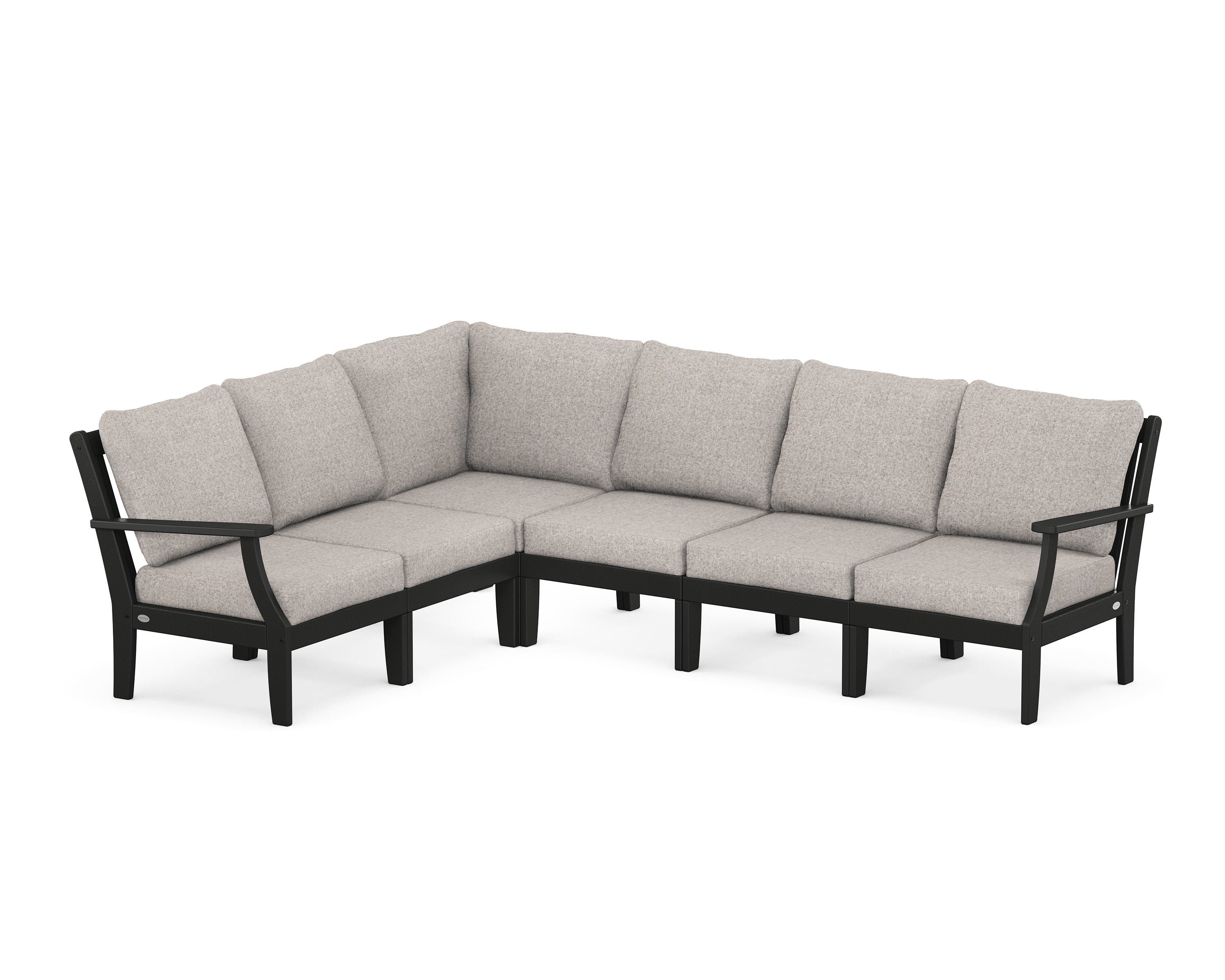 POLYWOOD® Braxton Modular 6-Piece Deep Seating Set in Black / Weathered Tweed