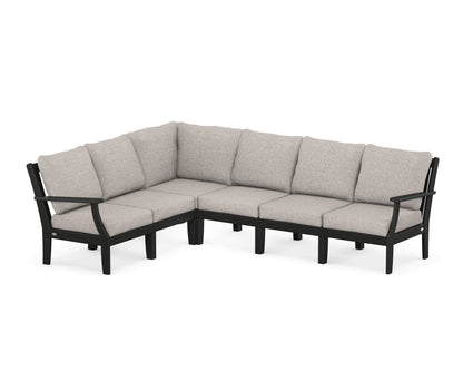 POLYWOOD® Braxton Modular 6-Piece Deep Seating Set in Black / Weathered Tweed