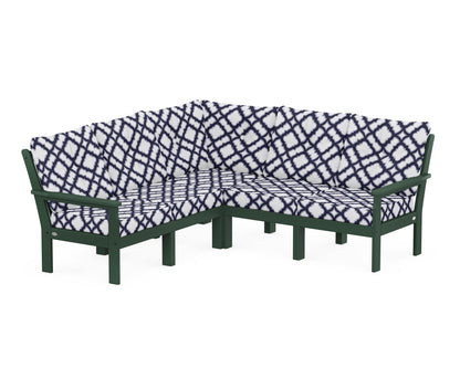 POLYWOOD® Vineyard 5-Piece Sectional in Green / Trellis Navy
