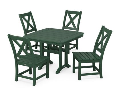 POLYWOOD® Braxton Side Chair 5-Piece Dining Set with Trestle Legs in Green