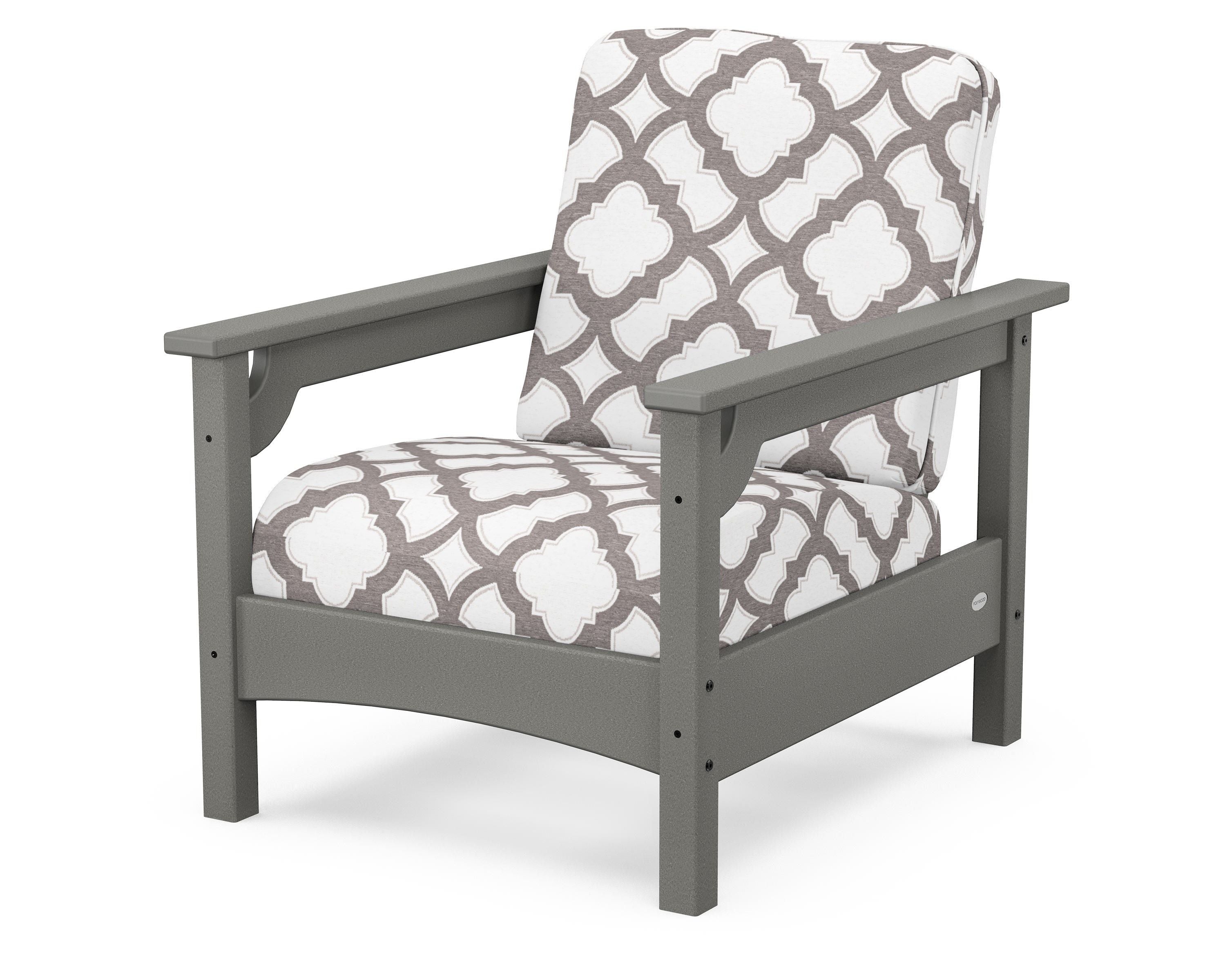 POLYWOOD® Club Chair in Slate Grey / Trellis Grey Mist