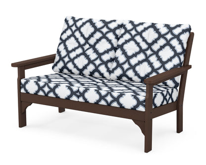 POLYWOOD® Vineyard Deep Seating Loveseat in Mahogany / Trellis Marine Indigo