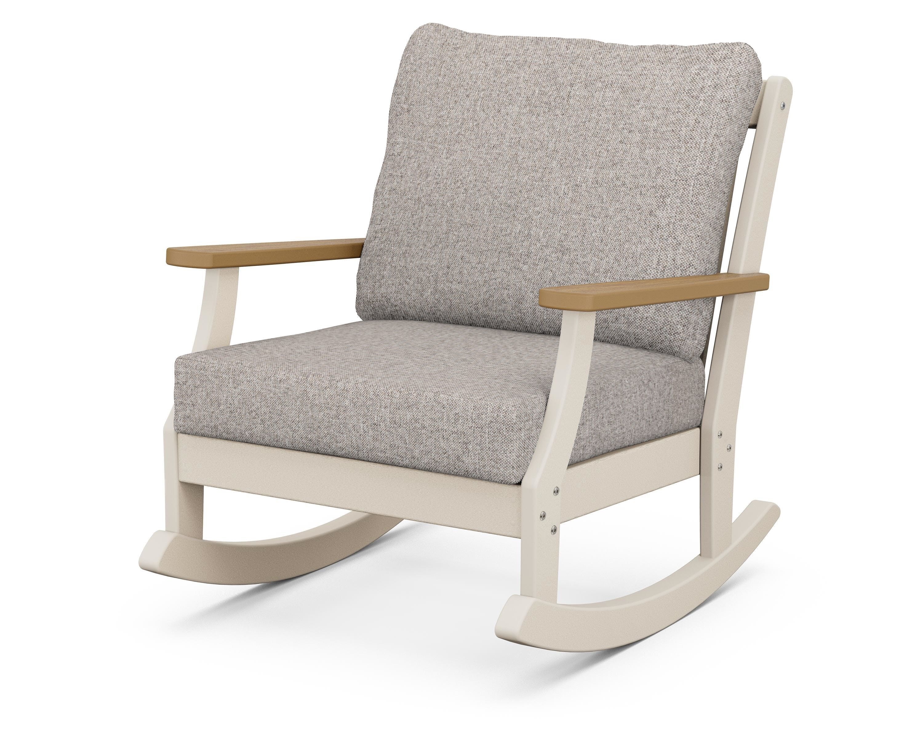 POLYWOOD® Braxton Deep Seating Rocking Chair in Sand / Natural / Weathered Tweed