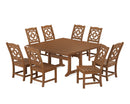 Chinoiserie 9-Piece Square Farmhouse Side Chair Dining Set with Trestle Legs