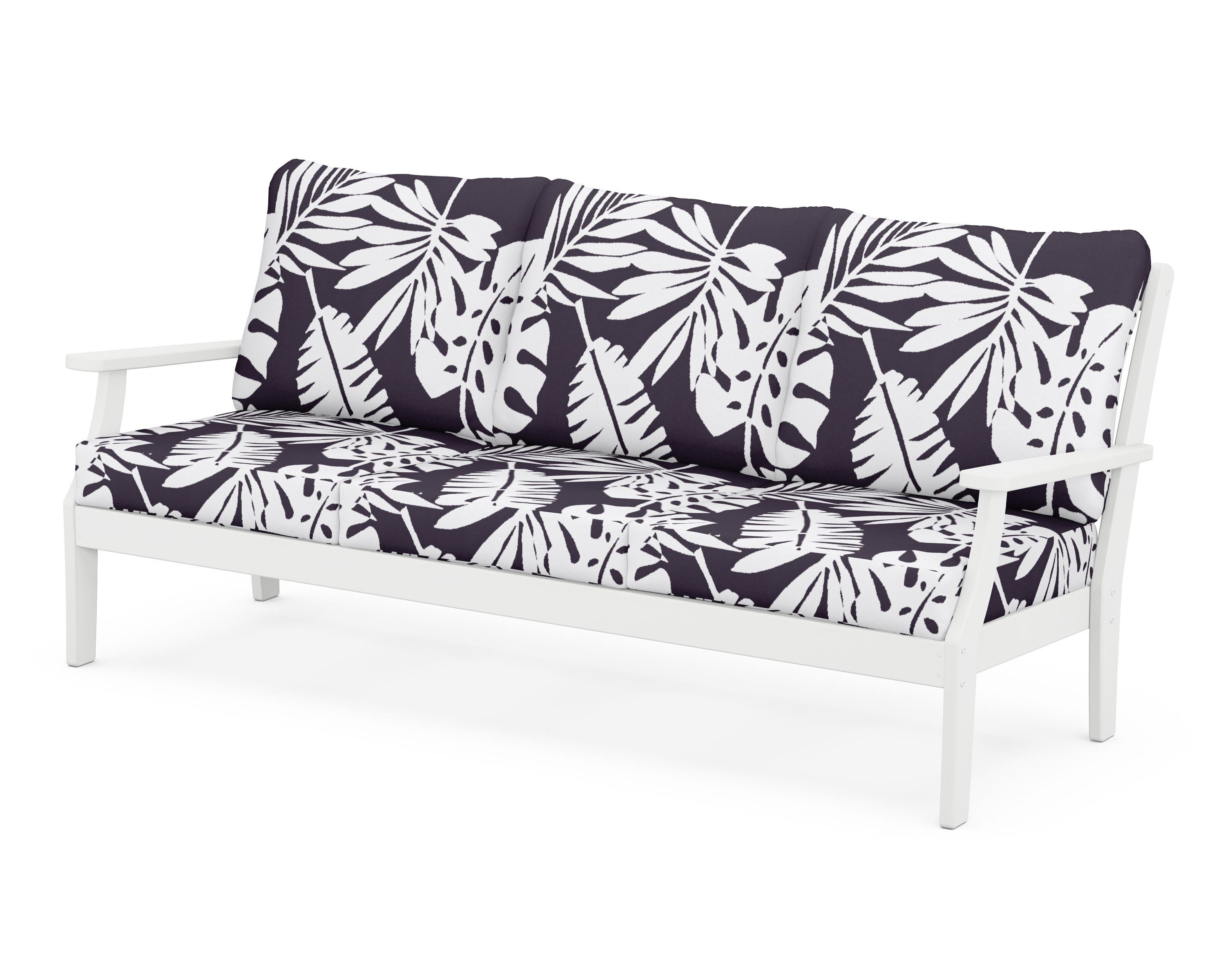 POLYWOOD® Braxton Deep Seating Sofa in White / Leaf Navy