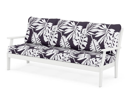 POLYWOOD® Braxton Deep Seating Sofa in White / Leaf Navy