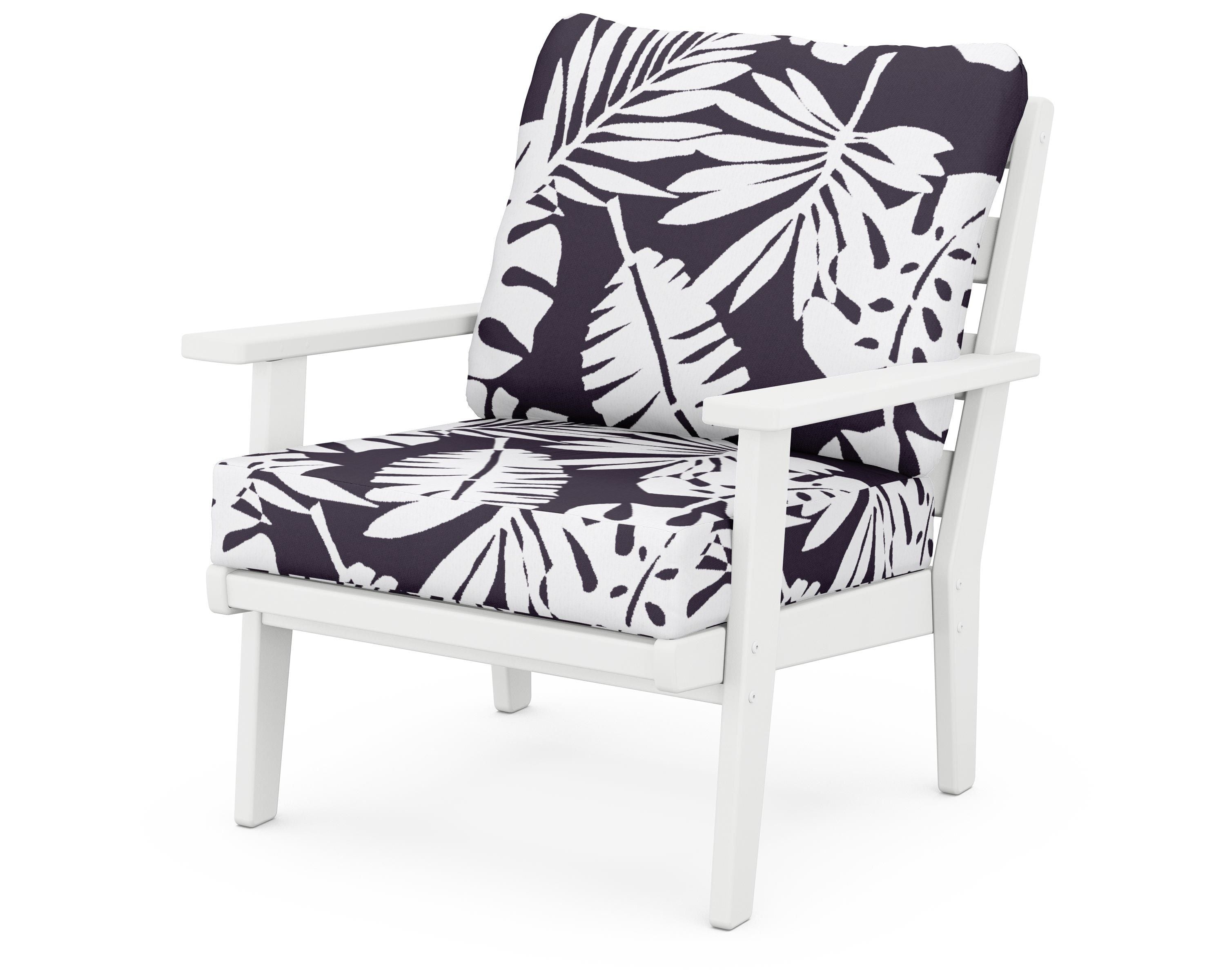 POLYWOOD® Grant Park Deep Seating Chair in White / Leaf Navy