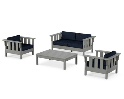Martha Stewart by POLYWOOD® Acadia 4-Piece Deep Seating Set with Loveseat in Slate Grey / Marine Indigo