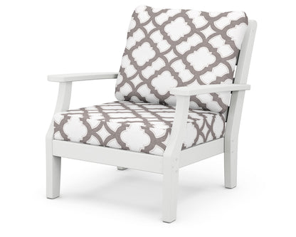 POLYWOOD® Chesapeake Deep Seating Chair in White / Trellis Grey Mist