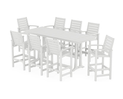 POLYWOOD® Signature 9-Piece Farmhouse Bar Set with Trestle Legs in White